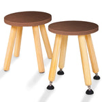 Load image into Gallery viewer, Wooden Step Stool for Kids and Toddlers – Set of 2 – Walnut – Extendable Legs Kids Chair – Sensory Table Seat – Children&#39;s Round Sitting Furniture with Leveling Feet and Anti Slip Pads
