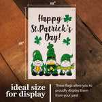Load image into Gallery viewer, G128 Combo Pack: Garden Flag Stand Black 36 in x 16 in &amp; Garden Flag Happy St. Patrick's Day Decoration Decoration Three Leprechaun Gnomes 12x18 DoubleSided Burlap Fabric