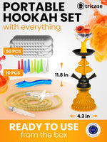 Load image into Gallery viewer, Yellow Hookah set with everything Hookah Set 2 Hose Hookah LilOne

