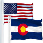 Load image into Gallery viewer, G128 Combo Pack: USA American Flag 3x5 Ft 150D Printed Stars &amp; Colorado State Flag 3x5 Ft 150D Printed