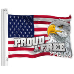 Load image into Gallery viewer, G128 Combo Pack: American USA Flag 150D 3x5 Ft &amp; American USA Proud and Free Eagle Flag 300D 3x5 Ft  Both LiteWeave Pro Series Printed Polyester, Brass Grommets