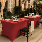 Load image into Gallery viewer, Red Spandex Table Covers 6ft 2 Pack Elegant Durable Stretchy 6ft Table Cover Fitted Wrinkle and Stain Resistant Elastic Leg Pockets