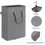 Load image into Gallery viewer, Slim Laundry Hamper With Handles Collapsible Laundry Basket Thin Dirty Clothes Basket Narrow Laundry Bag Foldable Dirty Cloth Hamper 45L (21 inchesGrey)
