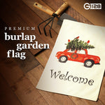 Load image into Gallery viewer, G128 Garden Flag Welcome Christmas Tree on Car 12x18 Burlap Fabric