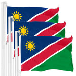 Load image into Gallery viewer, G128 3 Pack: Namibia Namibian Flag  3x5 Ft  LiteWeave Pro Series Printed 150D Polyester  Country Flag, Indoor/Outdoor, Vibrant Colors, Brass Grommets, Thicker and More Durable Than 100D 75D Poly