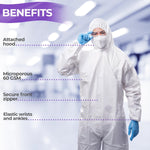 Load image into Gallery viewer, Medical Disposable Coveralls for Adults 2X Large Pack of 5 White Hazmat Suits