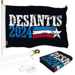Load image into Gallery viewer, G128 Combo Pack: 6 Ft Tangle Free Aluminum Spinning Flagpole (White) &amp; DeSantis Election 2024 Flag 3x5 Ft, LiteWeave Pro Series Printed 150D Polyester  Pole with Flag Included