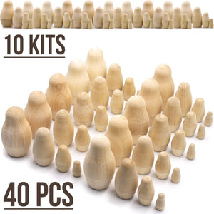 Unfinished Nesting Dolls Lot of 20 Sets by 4 pcs Matryoshka Dolls DIY Gift 80pcs