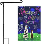 Load image into Gallery viewer, G128 Combo Pack: Garden Flag Stand Black 36x16 Inch &amp; Garden Flag Happy New Year Dog and Cat 12x18 Inch