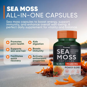Powerful 20000mg Blend of Irish Sea Moss 60 Capsules 30 Day Supply Black Seed