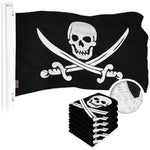 Load image into Gallery viewer, G128 5 Pack: Pirate Jolly Roger Swords Flag  16x24 In  ToughWeave Series Embroidered 300D Polyester  Novelty Flag, Embroidered Design, Indoor/Outdoor, Brass Grommets