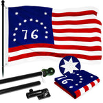 Load image into Gallery viewer, G128 Combo Pack: 5 Ft Tangle Free Aluminum Spinning Flagpole (Black) &amp; Bennington 76 Flag 2.5x4 Ft, ToughWeave Series Embroidered 300D Polyester  Pole with Flag Included