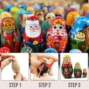 Lot of Blank Nesting Dolls of 10 Sets by 3 pcs Blank Wooden Matryoshka Dolls