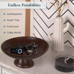 Load image into Gallery viewer, The Fine Living Co. Wooden Fruit Bowl Large Serving Platter for Dessert Round Shaped Serving Bowl for Cake Snacks Acacia Wood Bowls for Centrepiece Wedding Walnut 12 x2
