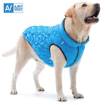 Load image into Gallery viewer, Dog Winter Coat L Size Chest 28 In Blue Black Lightweight Reversible Warm Dog
