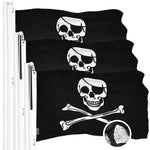 Load image into Gallery viewer, G128 3 Pack: Pirate Jolly Roger Bones Flag  20x30 In  ToughWeave Series Embroidered 300D Polyester  Novelty Flag, Embroidered Design, Indoor/Outdoor, Brass Grommets