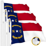 Load image into Gallery viewer, G128 3 Pack: North Carolina State Flag  5x8 Ft  StormFlyer Series Embroidered 220GSM Spun Polyester  Embroidered Design, Indoor/Outdoor, Brass Grommets, Heavy Duty, All Weather