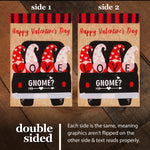 Load image into Gallery viewer, G128 Garden Flag Happy Valentine's Day Love Four Gnomes in Truck 12x18 Burlap Fabric