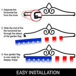 Load image into Gallery viewer, 2 Pack Garden Flag Wall Hanger Black Wrought Iron Small Flag Hanger Heavy Duty Garden Flag Holder Ideal for Flag Banner with Width Smaller than 13