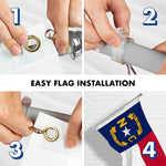 Load image into Gallery viewer, G128 Combo Pack: 6 Feet Tangle Free Spinning Flagpole (Silver) North Carolina State Flag 3x5 ft Printed 150D Brass Grommets (Flag Included) Aluminum Flag Pole