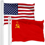 Load image into Gallery viewer, G128 Combo Pack: American USA Flag 3x5 Ft &amp; Union of Soviet Socialist Republics USSR Flag 3x5 Ft  Both LiteWeave Pro Series Printed 150D Polyester, Brass Grommets