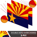 Load image into Gallery viewer, Arizona AZ State Flag 3x5 Ft 2Pack Doublesided Embroidered Polyester By G128