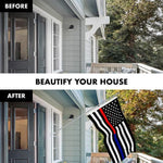 Load image into Gallery viewer, G128 Combo Pack: 6 Feet Tangle Free Spinning Flagpole (Silver) Thin Blue and Red Line Flag 3x5 ft Printed 150D Brass Grommets (Flag Included) Aluminum Flag Pole