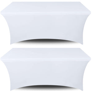 White Stretch Spandex Table Covers 4FT Pack of 2 Fitted Tablecloths 48x30 inch