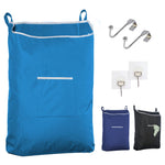 Load image into Gallery viewer, X Large Blue Hanging Laundry Hamper with Over Door Hooks 20x 3.75x 31 inch Adhesive Durable Space Saving Laundry Bag with Zipper and Wide Open Top Hanging Dorm Laundry Hamper Blue XL