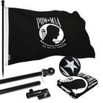 Load image into Gallery viewer, G128 Flag Pole 5 FT Black Tangle Free &amp; POW MIA Flag Emb 2.5x4 FT Combo Embroidered Spun Polyester