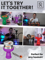 Load image into Gallery viewer, Premium Purple Silicone Hookah Bowl Set – Universal Phunnel Hookah Head Bowl for Perfect Heat Management – Durable, EasytoClean Hookah Top with Tongs – Shisha Bowl for Smooth Airflow &amp; Max Flavor
