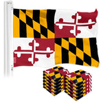 Load image into Gallery viewer, G128 10 Pack: Maryland MD State Flag  3x5 Ft  LiteWeave Pro Series Printed 150D Polyester  Indoor/Outdoor, Vibrant Colors, Brass Grommets, Thicker and More Durable Than 100D 75D Polyester