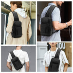 Load image into Gallery viewer, Sling Bag for Men Black Crossbody Bag with USB Charging Port Fits 10.2 inch iPad
