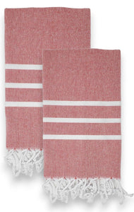 Turkish Hand Towels 100% Cotton 18 x 40 inches Decorative Kitchen and Bathroom Hand Towels Set of 2