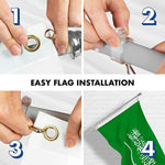 Load image into Gallery viewer, Combo Pack 6 Ft Tangle Free Spinning Flagpole Silver Saudi Arabia Flag 3x5 ft