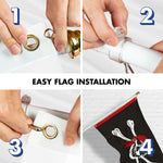 Load image into Gallery viewer, G128 Combo Pack: 6 Ft Tangle Free Aluminum Spinning Flagpole (White) &amp; Pirate Jolly Roger Red Head Scarf Flag 3x5 Ft, ToughWeave Series Embroidered 300D Polyester  Pole with Flag Included