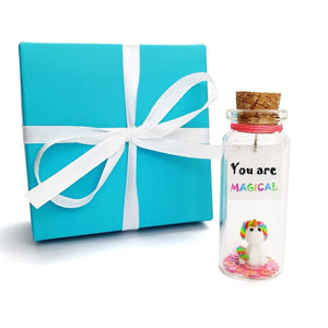 Tiny Magical Message in a Bottle Gift Idea Inspirational Gifts in Teal Gift Box