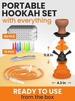 Load image into Gallery viewer, Orange Hookah Set 2 Hose Hookah LilOne 12” Orange Mini Hookah Combo Kit
