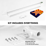 Load image into Gallery viewer, G128 Combo Pack: 6 Ft Tangle Free Aluminum Spinning Flagpole (Silver) &amp; Arizona AZ State Flag 3x5 Ft, ToughWeave Series Embroidered 300D Polyester  Pole with Flag Included