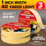 Load image into Gallery viewer, Double Sided Woodworking Tape 3 Pack 1 Inch x 120 Ft Wood Crafter Sticky Tool Two Side Adhesive for Router Templates Removable &amp; Residue Free