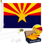 Load image into Gallery viewer, G128  6 Feet Tangle Free Spinning Flagpole (White) Arizona Double Sided Brass Grommets Embroidered 3x5 ft (Flag Included) Aluminum Flag Pole