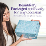 Load image into Gallery viewer, Mini Lavender Spa Gift Set Relaxation Gift Basket for Women Self Care Package with Lavender Candle Bath Bomb Soap Greeting Card &amp; More