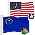 Load image into Gallery viewer, G128 Combo Pack: American USA Flag 3x5 Ft &amp; Nevada NV State Flag 3x5 Ft  Both ToughWeave Series Embroidered Polyester, Brass Grommets