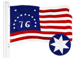 Load image into Gallery viewer, G128 Combo Pack: American USA Flag 5x8 Ft &amp; Bennington 76 Flag 5x8 Ft  Both ToughWeave Series Embroidered 300D Polyester, Embroidered Design, Indoor/Outdoor, Brass Grommets