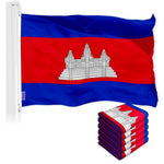 Load image into Gallery viewer, G128 5 Pack: Cambodia Cambodian Flag  3x5 Ft  LiteWeave Pro Series Printed 150D Polyester  Country Flag, Indoor/Outdoor, Vibrant Colors, Brass Grommets, Thicker and More Durable Than 100D 75D Poly
