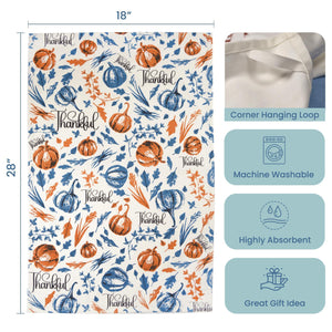 Set of 2 Thankful & Grateful Printed Dish Towels Hand Towels Boho Tea Towels Multifunctional Stylish Absorbent Quick Dry Soft 18  x28  100% Cotton Blue & Orange