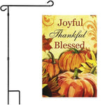 Load image into Gallery viewer, G128 Combo Pack: Garden Flag Stand Black 36x16 Inch &amp; Garden Flag Joyful Thankful Blessed Three Pumpkins 12x18 Inch