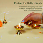 Load image into Gallery viewer, Handcrafted Paro Pyali 2.2 Inch Brass Diya for Pooja Premium Brass Gold Finish Oil Diya Lamp for Home Temple &amp; Festivals Rust Resistant Diwali Puja Decorations for Home