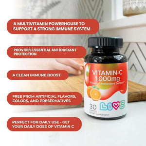 Vitamin C 1000mg Gummies for Adults Kids Antioxidants Vitamin E Assorted Fruit