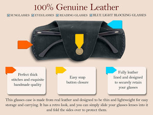Soft Leather Glasses Case Slim Eyeglass Sleeve Case  Sunglass Case for Men and Women Retro Design Eyewear Case
